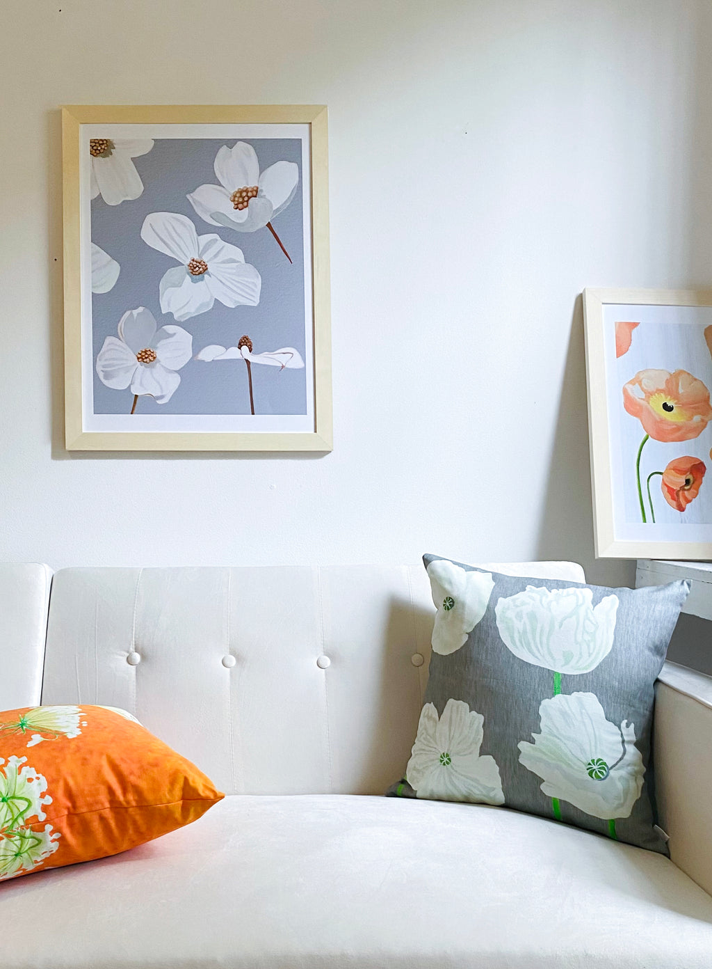 Art Print:  Dogwood Blossoms on Grey