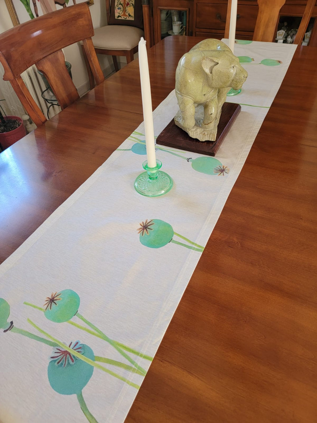 Table Runner: Poppy Pods on Ecru