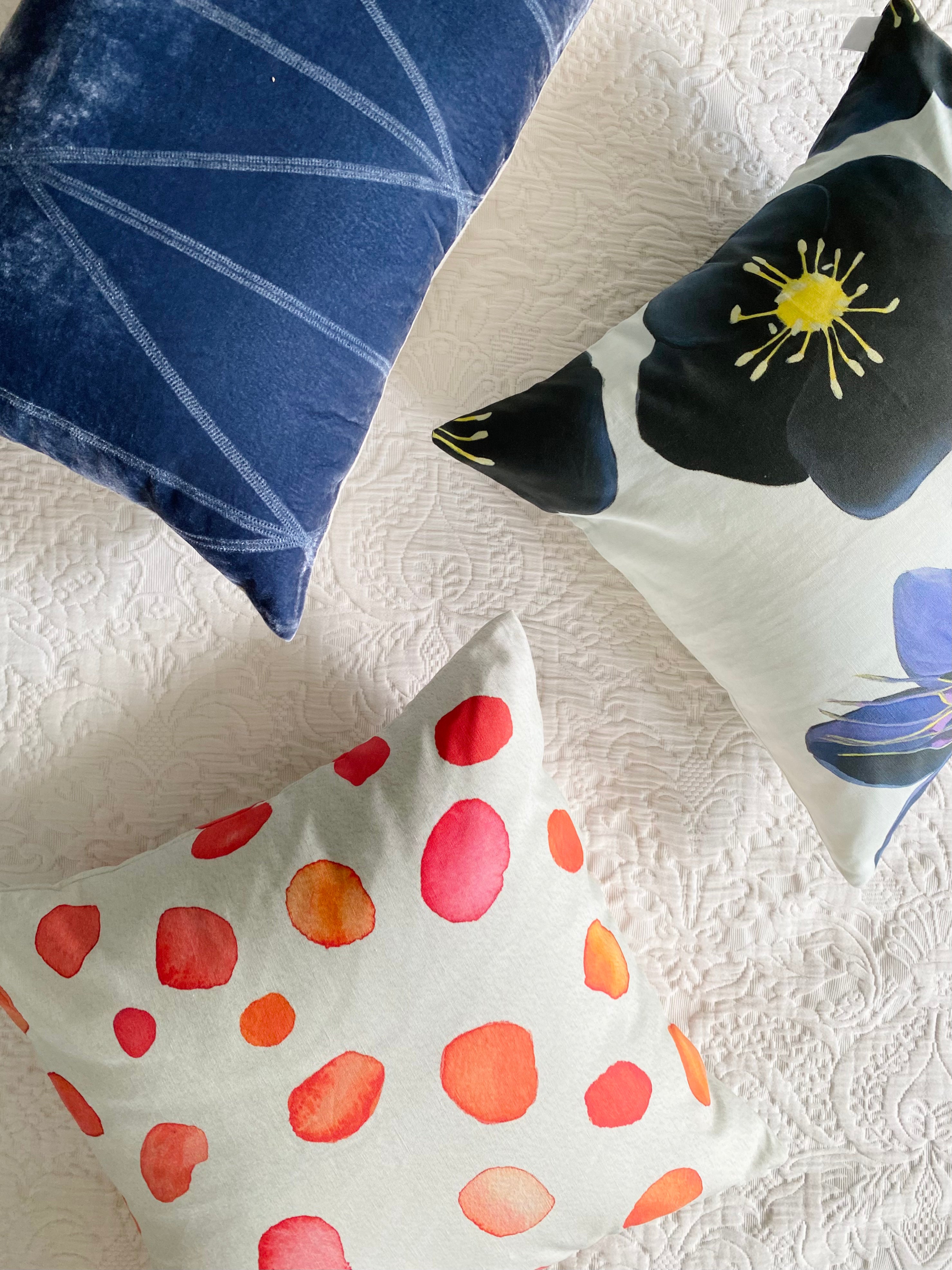 Throw Pillow: Rose Petals on Ecru