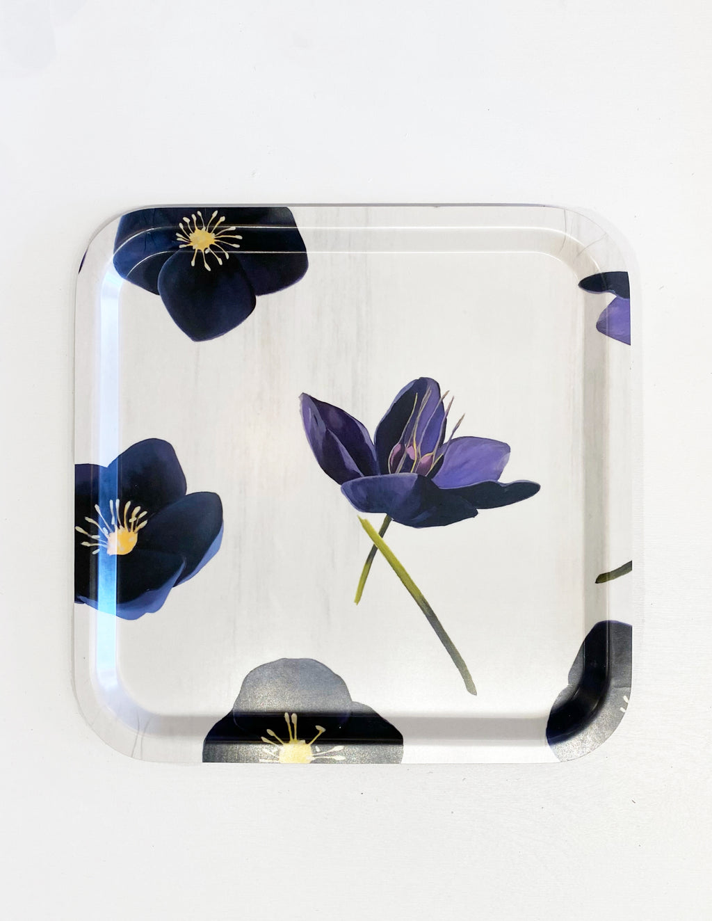 Swedish Serving Tray:  Black Hellebore on Snow Square
