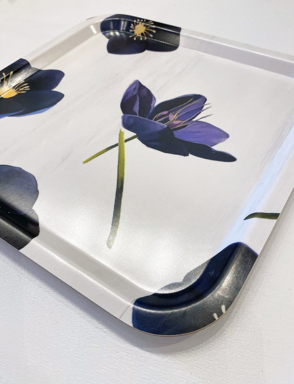 Swedish Serving Tray:  Black Hellebore on Snow Square
