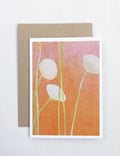 Notecard:  Cream Flowers on Orange