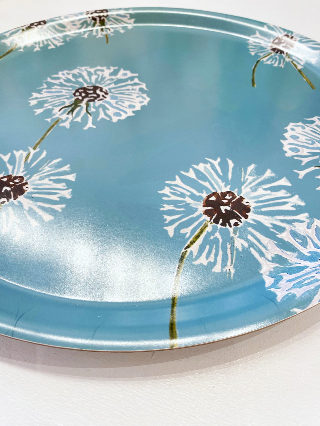 Swedish Serving Tray:  Dandelions on Aqua