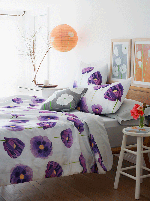 Art Print:  Cream Flowers on Orange