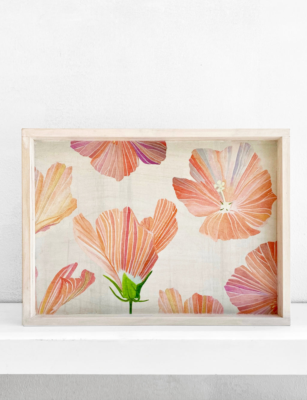 Handmade Serving Tray:  Hibiscus on Snow