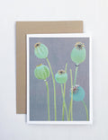 Notecard:  Poppy Pods on Grey