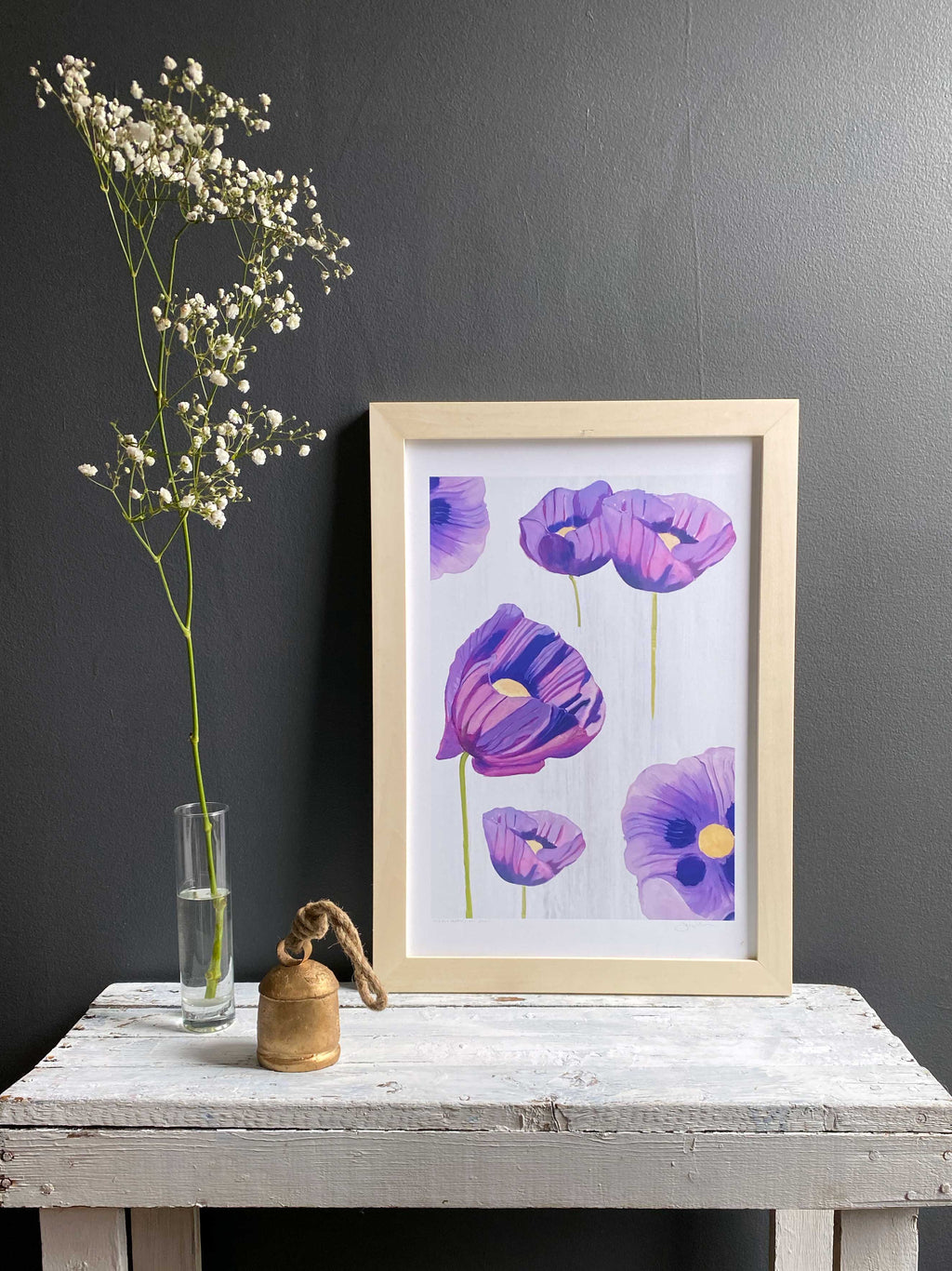 Art Print: Purple Poppies on Snow-India & Purry