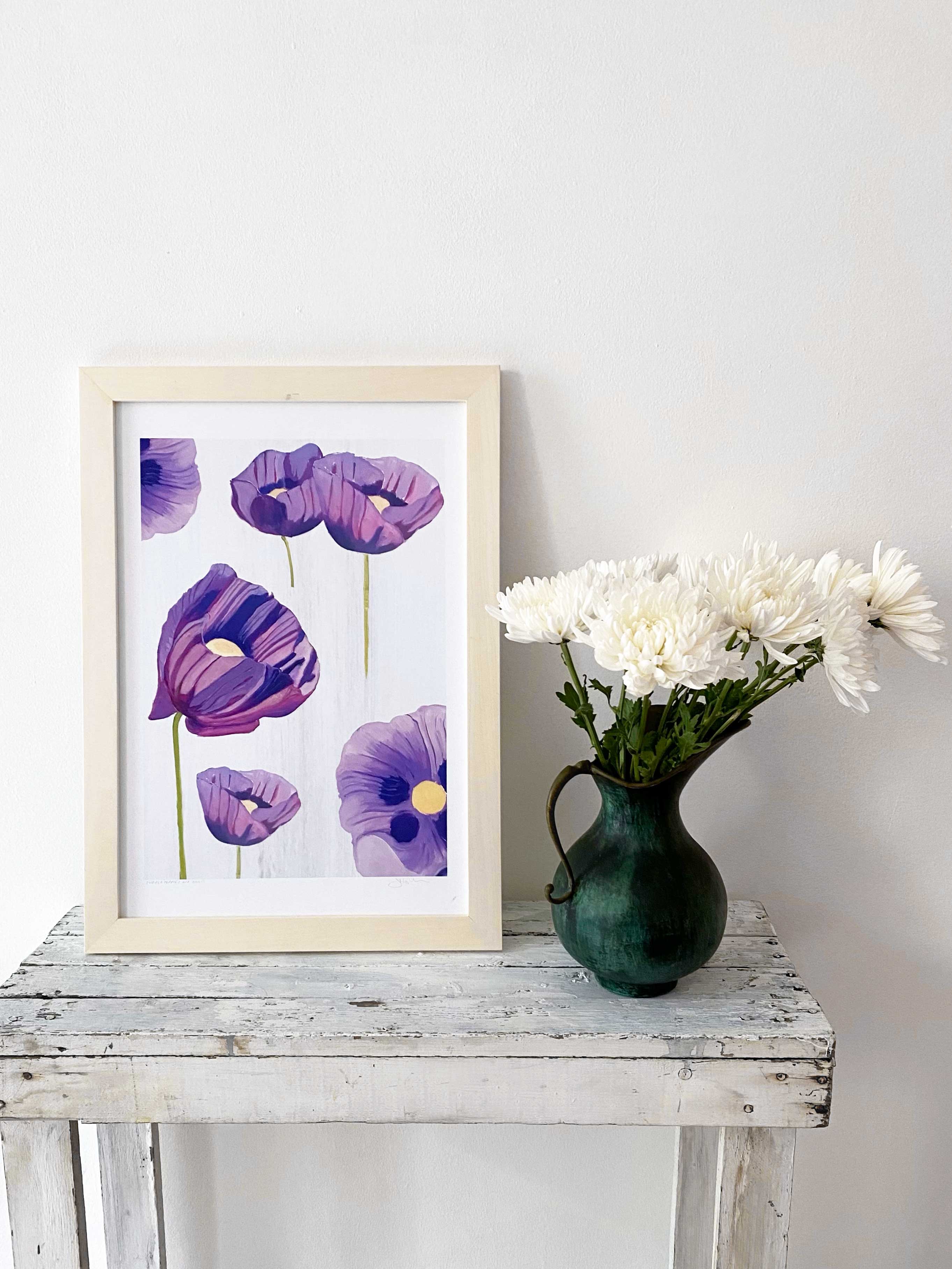Art Print: Purple Poppies on Snow-India & Purry