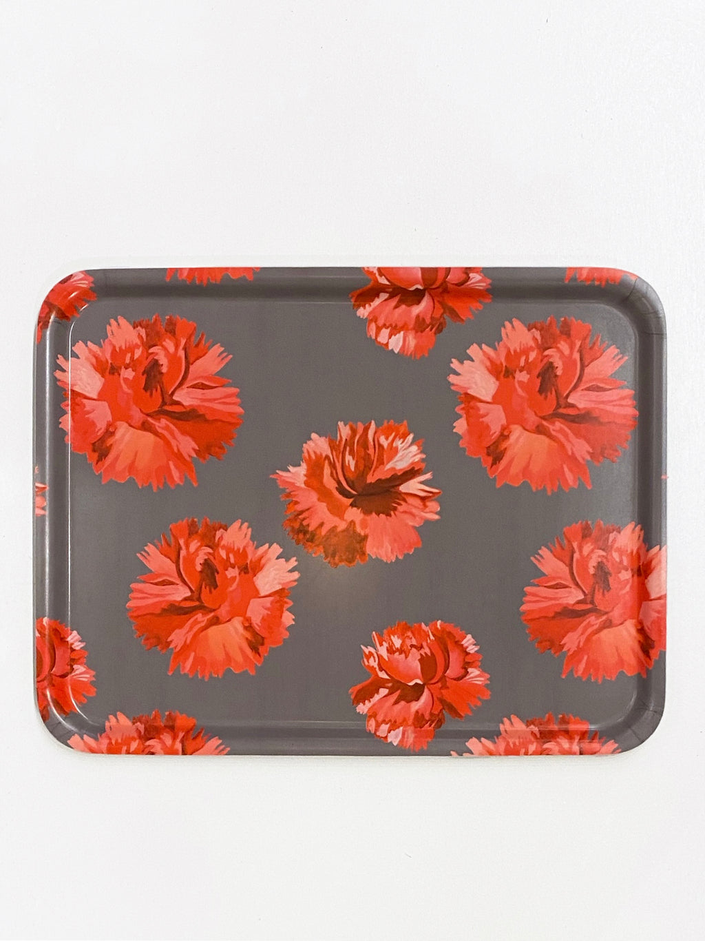 Swedish Serving Tray:  Red Carnations on Grey