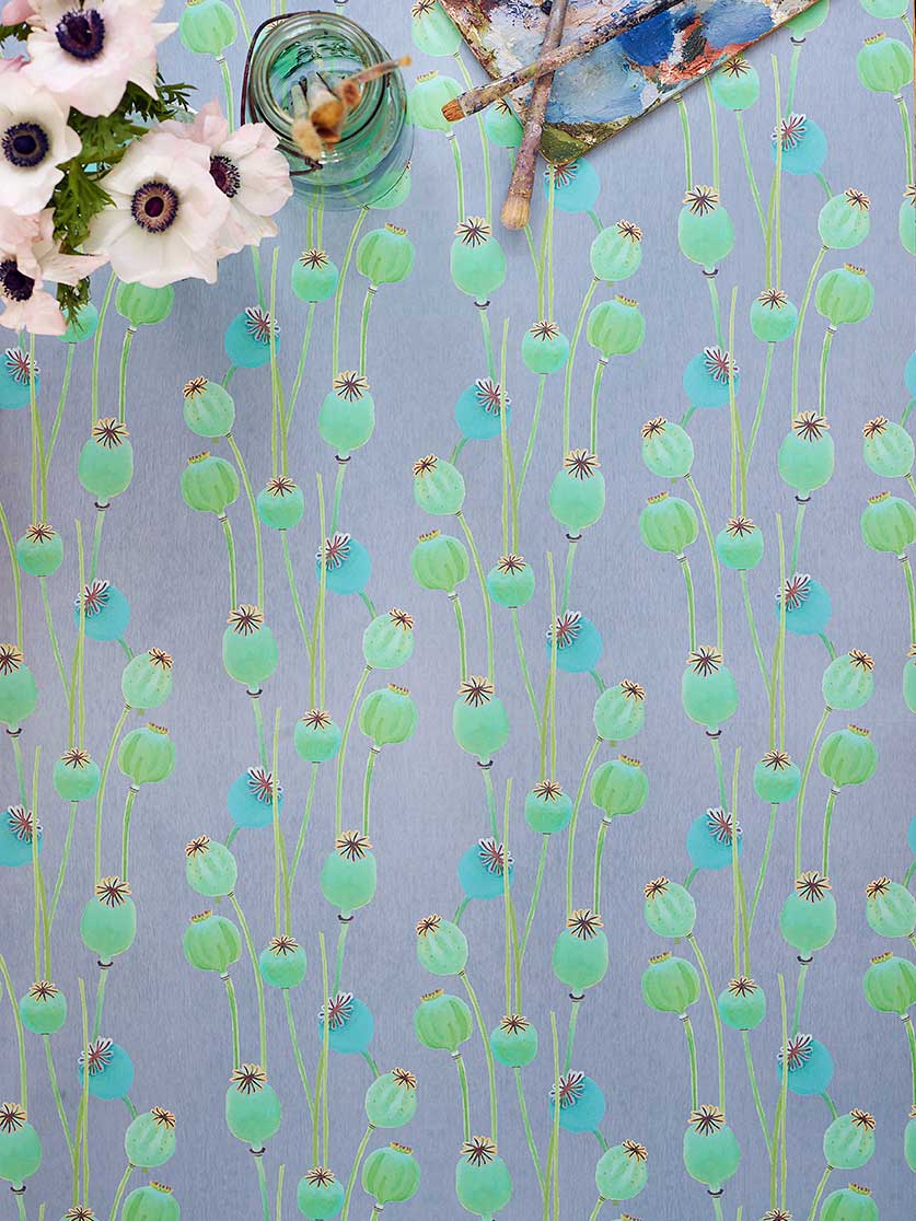 Wallpaper: Poppy Pods on Grey