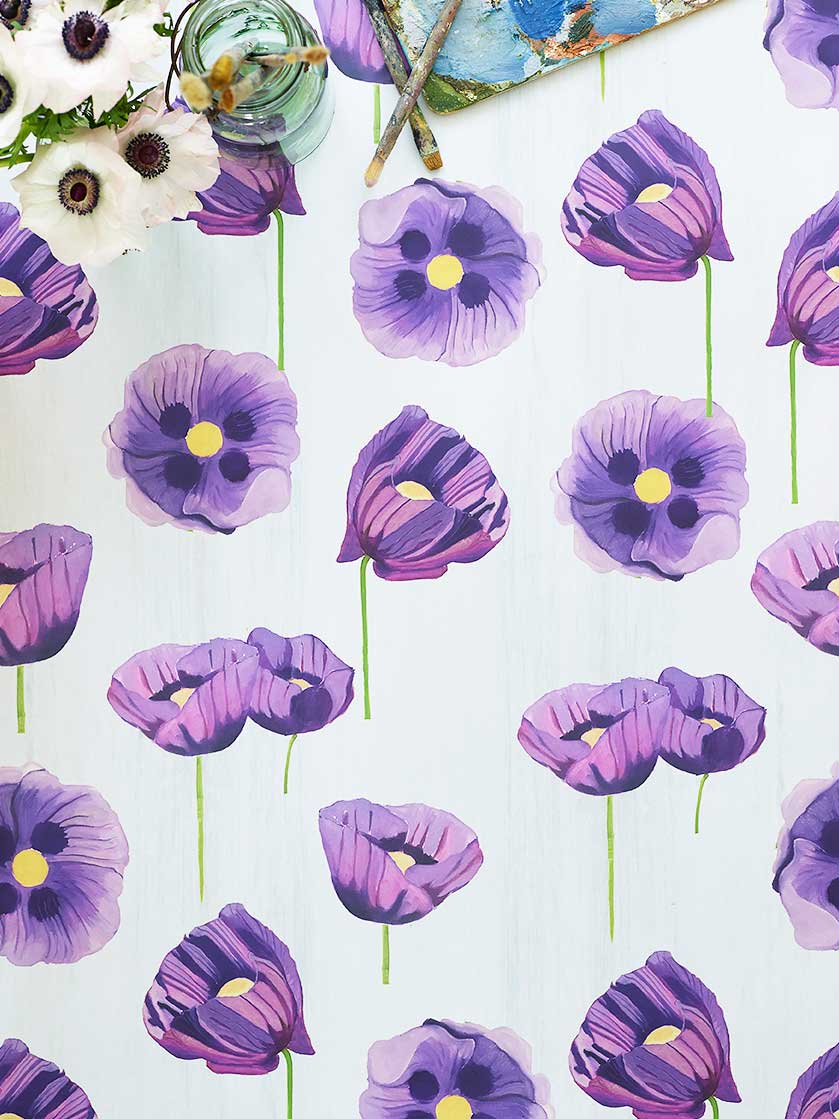 Wallpaper: Purple Poppies on Snow