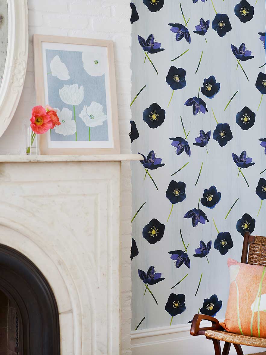 Art Print:  White Poppies on Grey