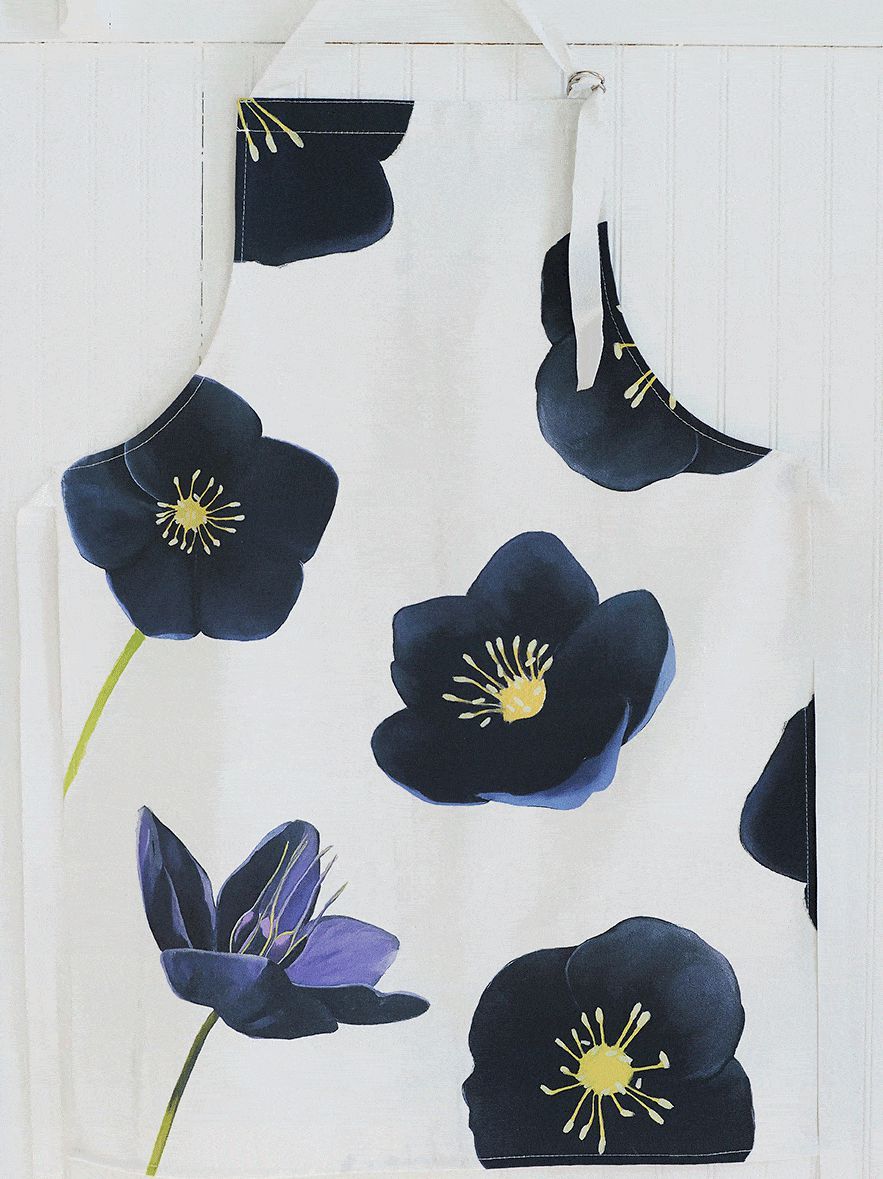 Apron: Black Hellebore on Snow-India & Purry