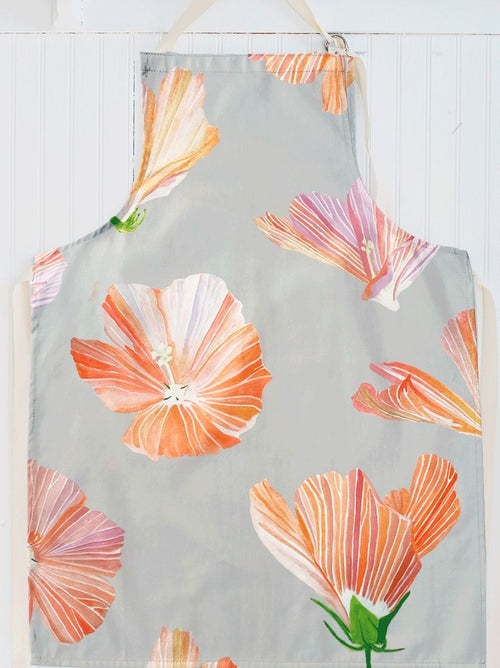 Apron: Hibiscus on Grey-India & Purry