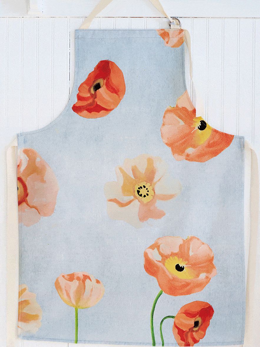 Apron: Peach Poppies on Grey-India & Purry