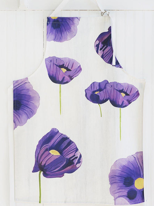 Apron: Purple Poppies on Snow-India & Purry