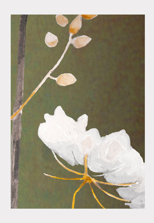 Art Print: Big White Flower on Green-India & Purry