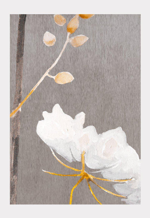 Art Print: Big White Flower on Medium Grey-India & Purry