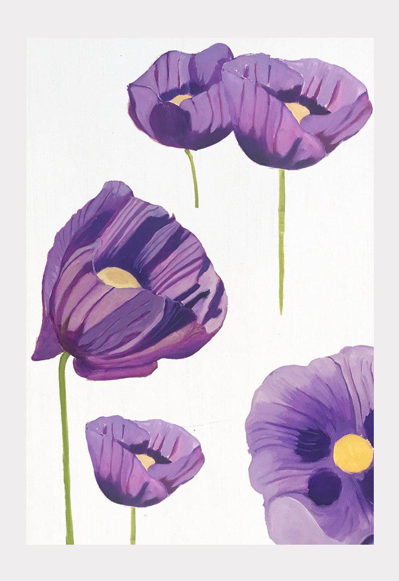 Art Print: Purple Poppies on Snow-India & Purry