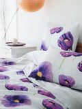 Duvet Cover: Purple Poppies on Snow-India & Purry