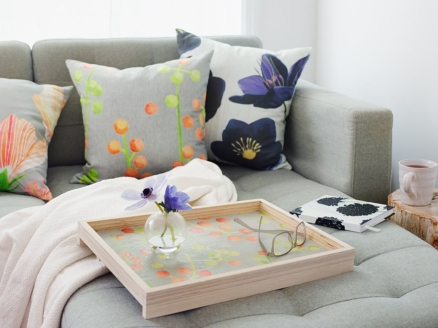 Handmade Serving Tray:  Brunia on Grey