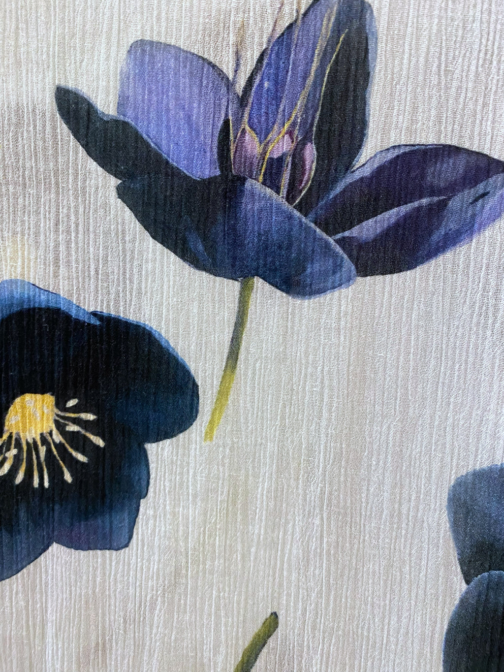 Caftan in Cotton Crepe: Black Hellebore on Snow