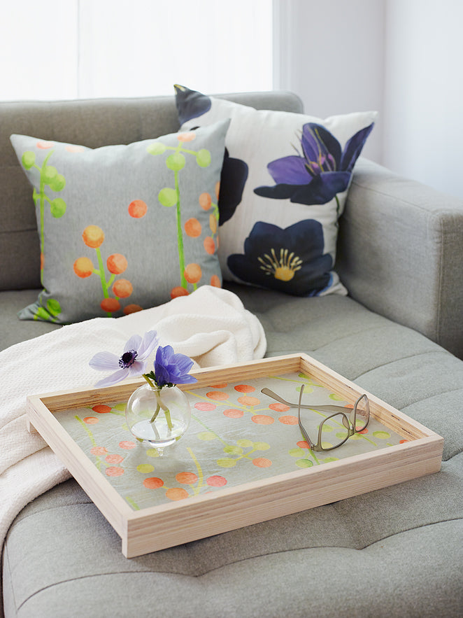 Handmade Serving Tray:  Brunia on Grey
