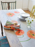Table Runner: Peach Poppies on Grey