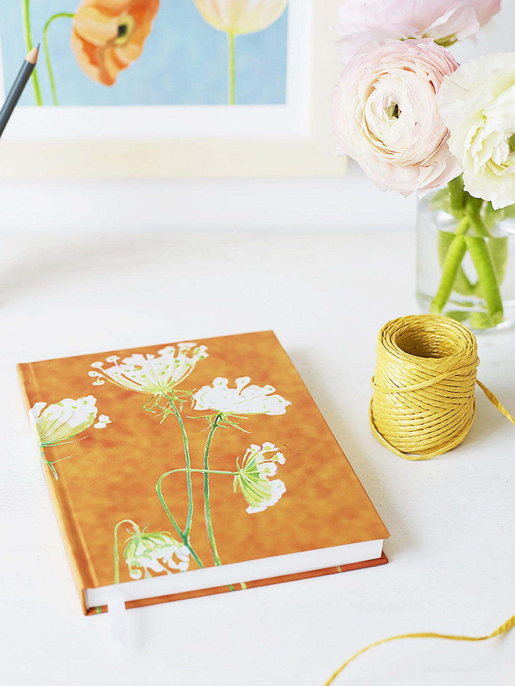 Journal: Queen Anne's Lace on Rusty Orange-India & Purry
