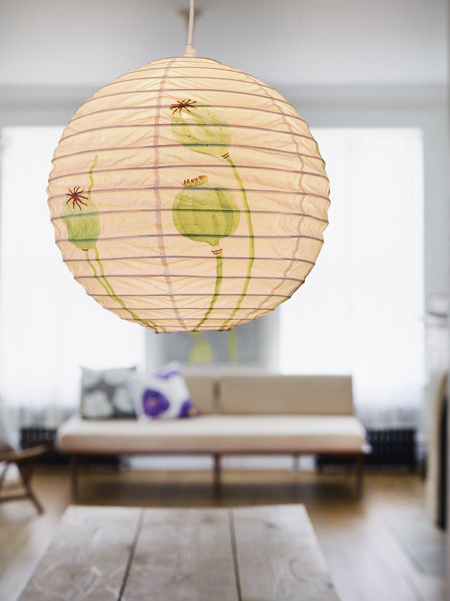 Lantern: Poppy Pods on Ecru-India & Purry