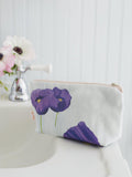 Makeup Bag: Purple Poppies on Snow-India & Purry