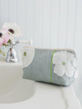 Makeup Bag: White Poppies on Grey-India & Purry