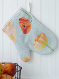 Oven Mitt: Peach Poppies on Grey-India & Purry