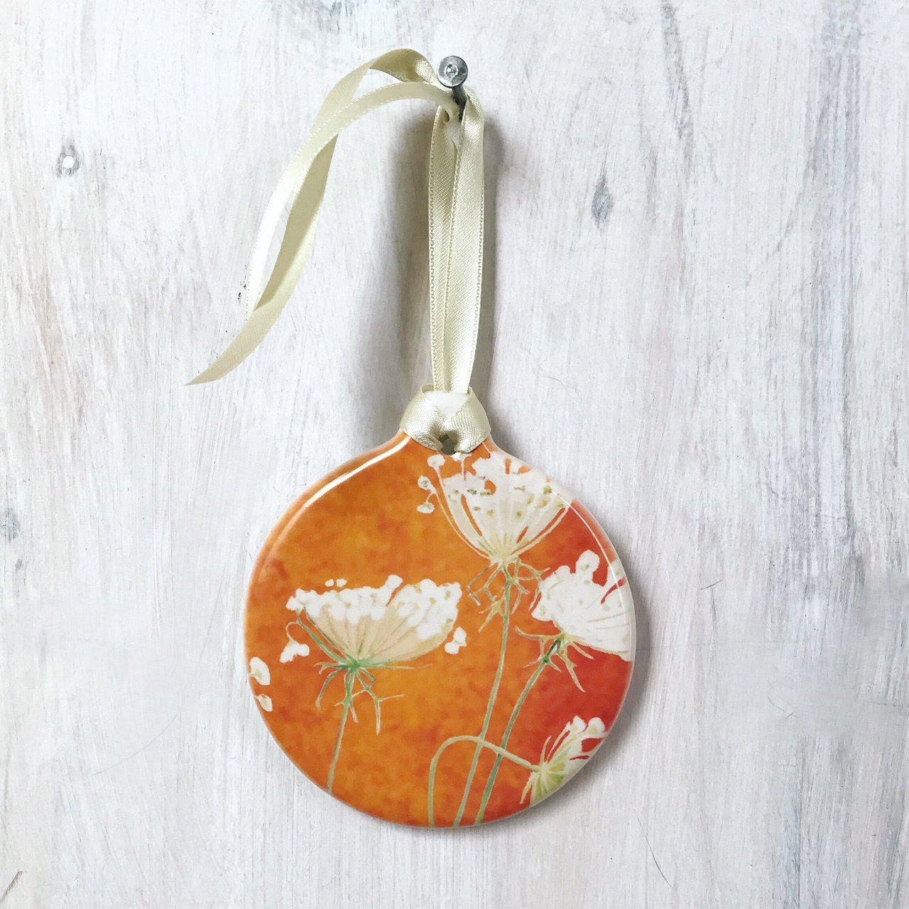 Room Ornament: Queen Anne's Lace on Rusty Orange-India & Purry