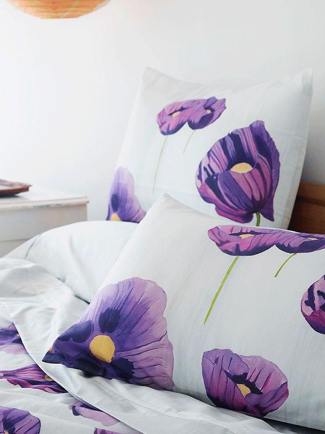 Sham: Purple Poppies on Snow-India & Purry