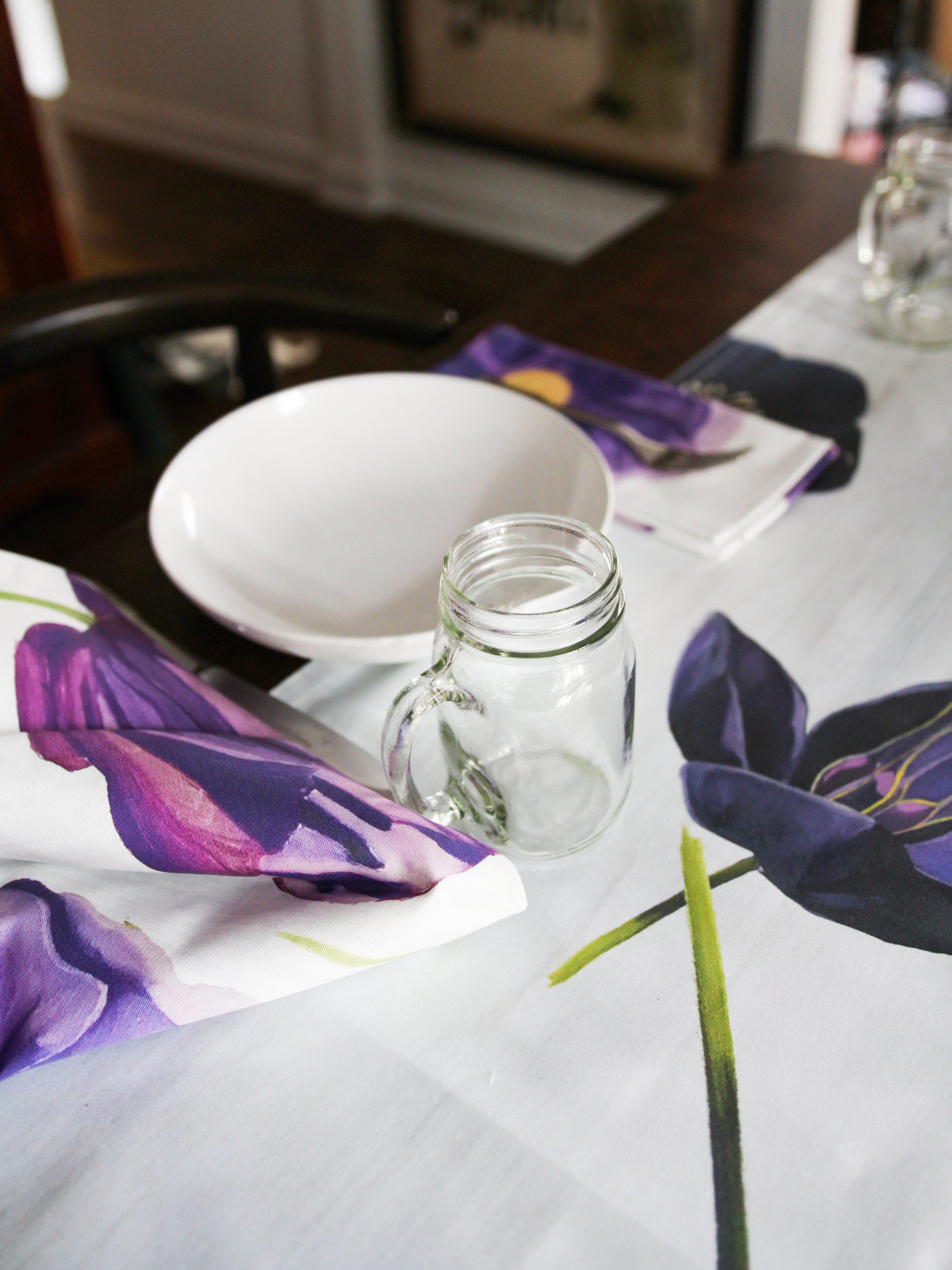 Table Runner: Black Hellebore on Snow-India & Purry