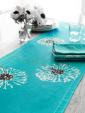 Table Runner: Dandelions on Aqua-India & Purry