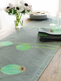 Table Runner: Poppy Pods on Grey-India & Purry