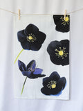 Tea Towel: Black Hellebore on Snow-India & Purry