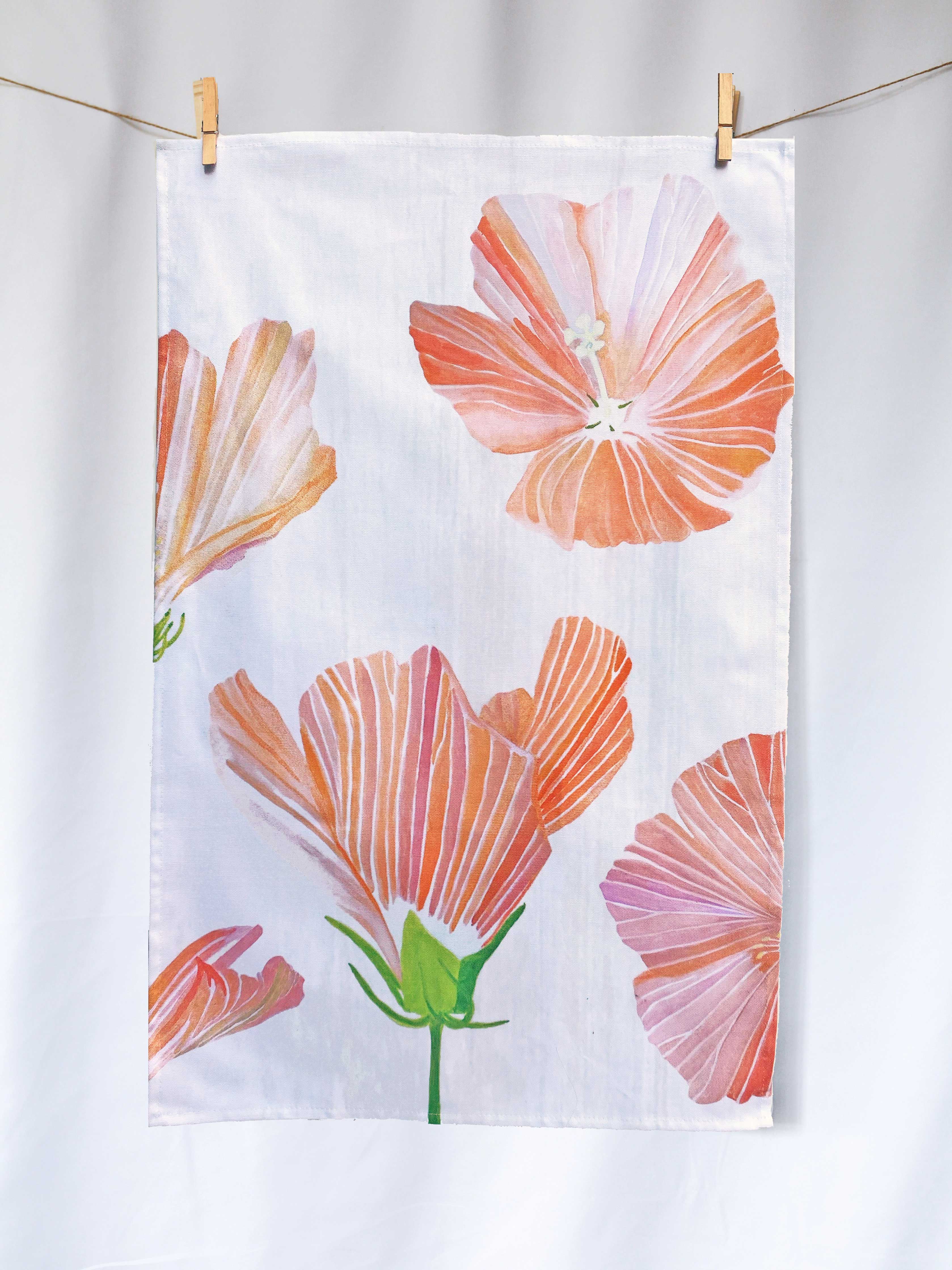 Tea Towel: Hibiscus on Snow-India & Purry