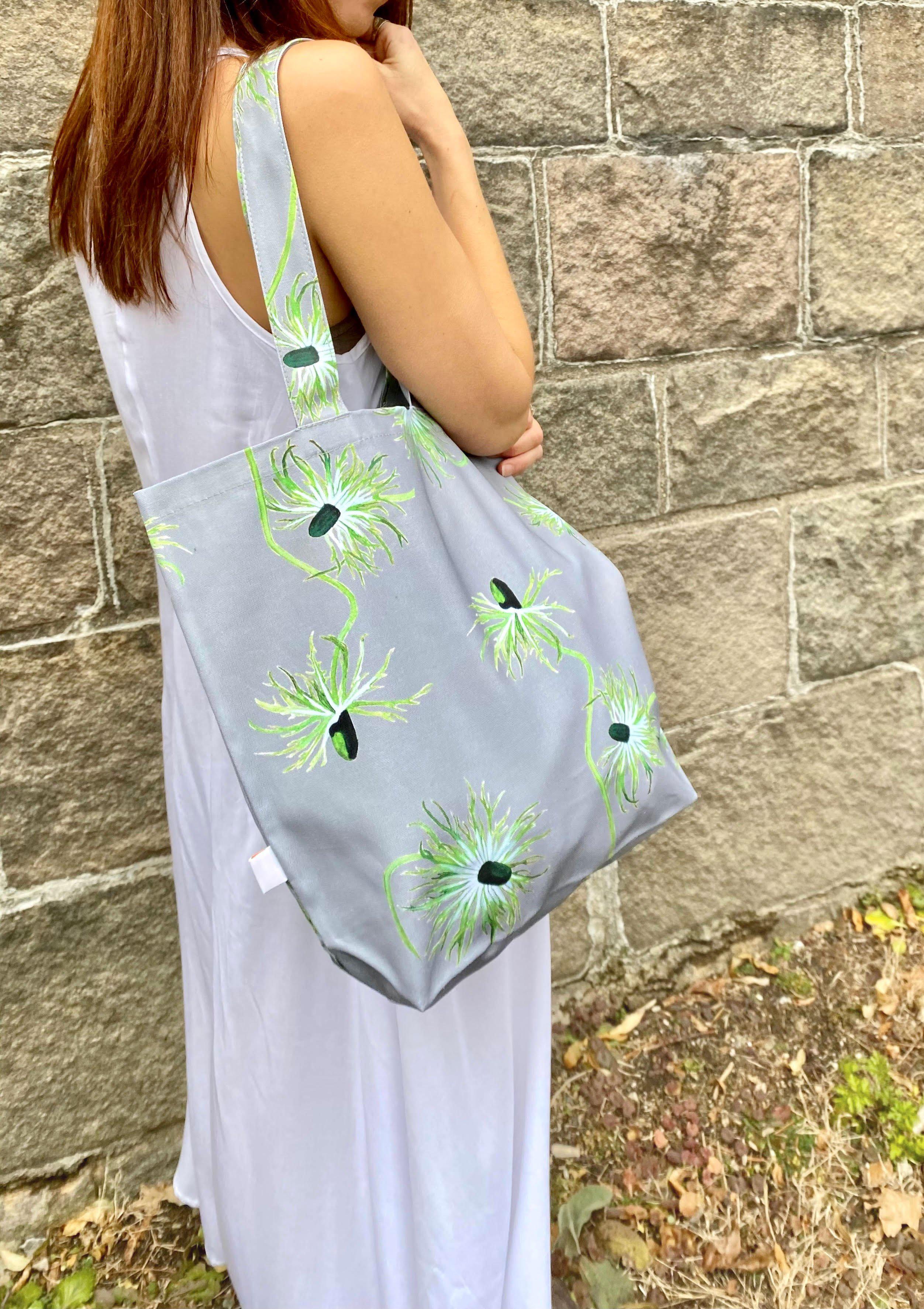 Tote Bag: Thistle on Grey-India & Purry