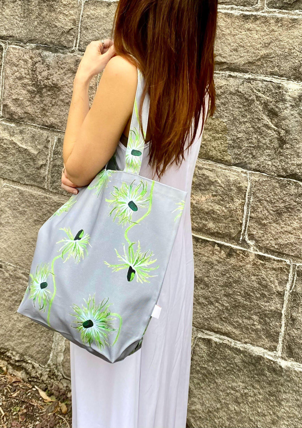 Tote Bag: Thistle on Grey-India & Purry