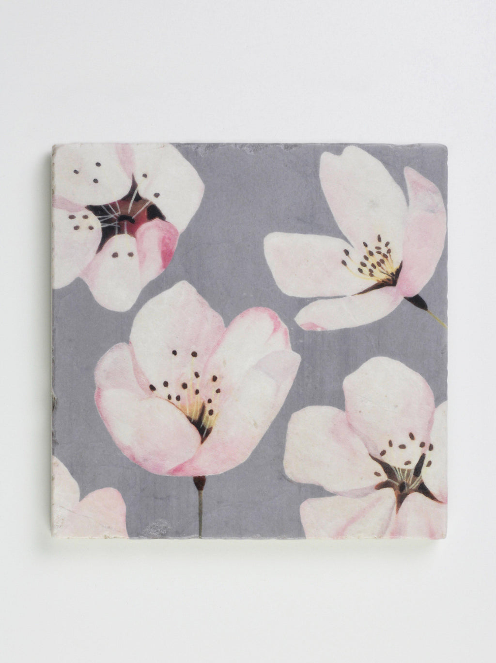 Trivet: Cherry Blossoms On Grey-India & Purry