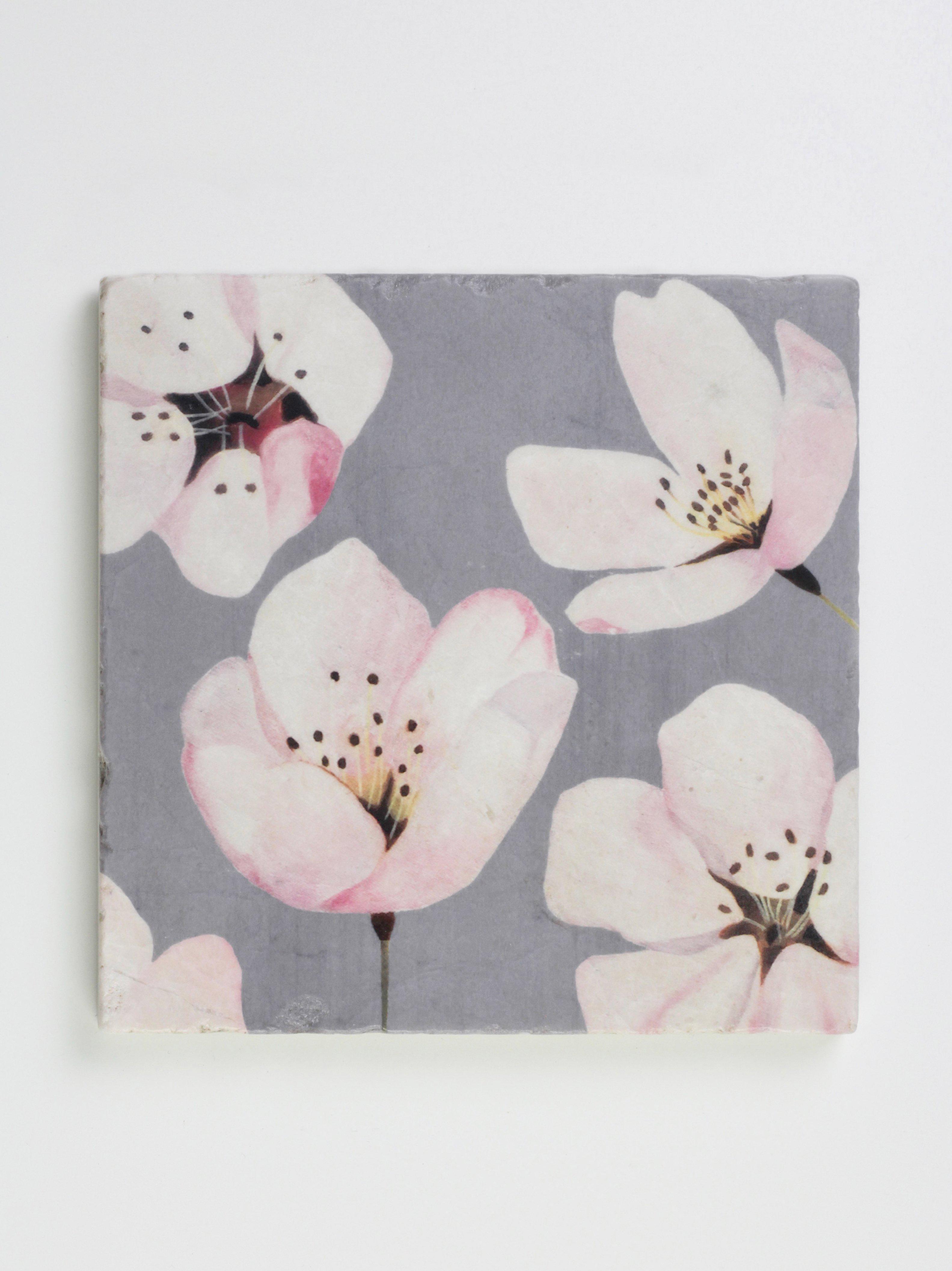 Trivet: Cherry Blossoms On Grey-India & Purry