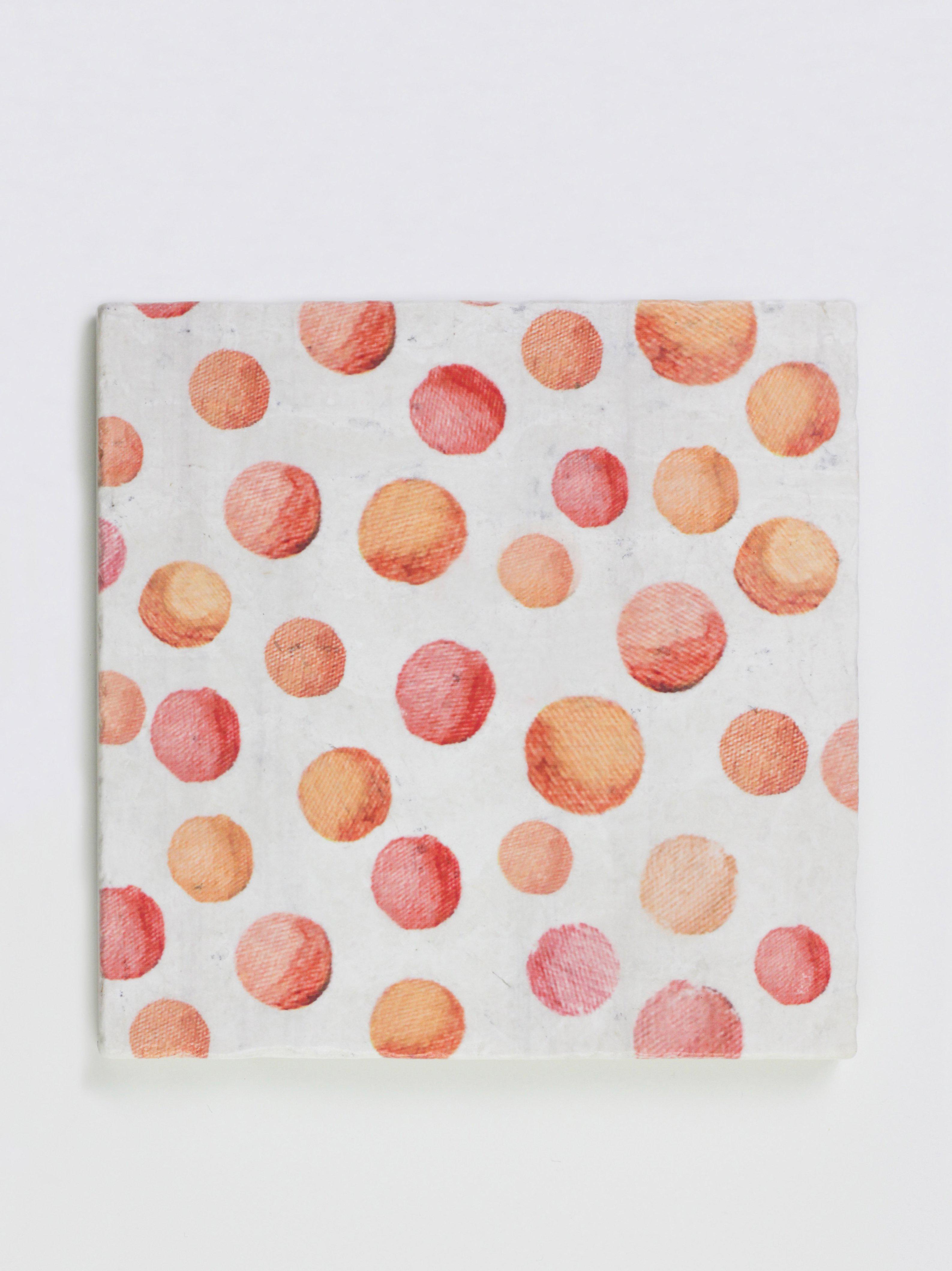 Trivet: Orange Circles on Snow-India & Purry