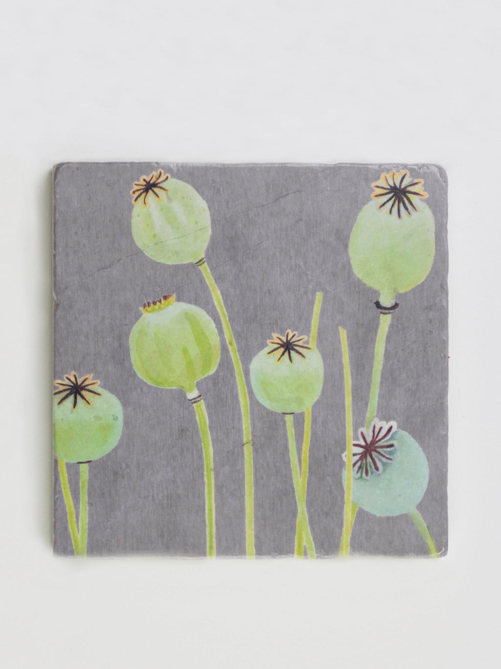 Trivet: Poppy Pods on Grey-India & Purry