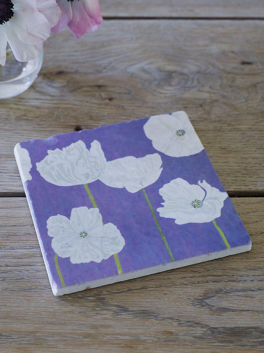 Trivet: White Poppies on Violet-India & Purry