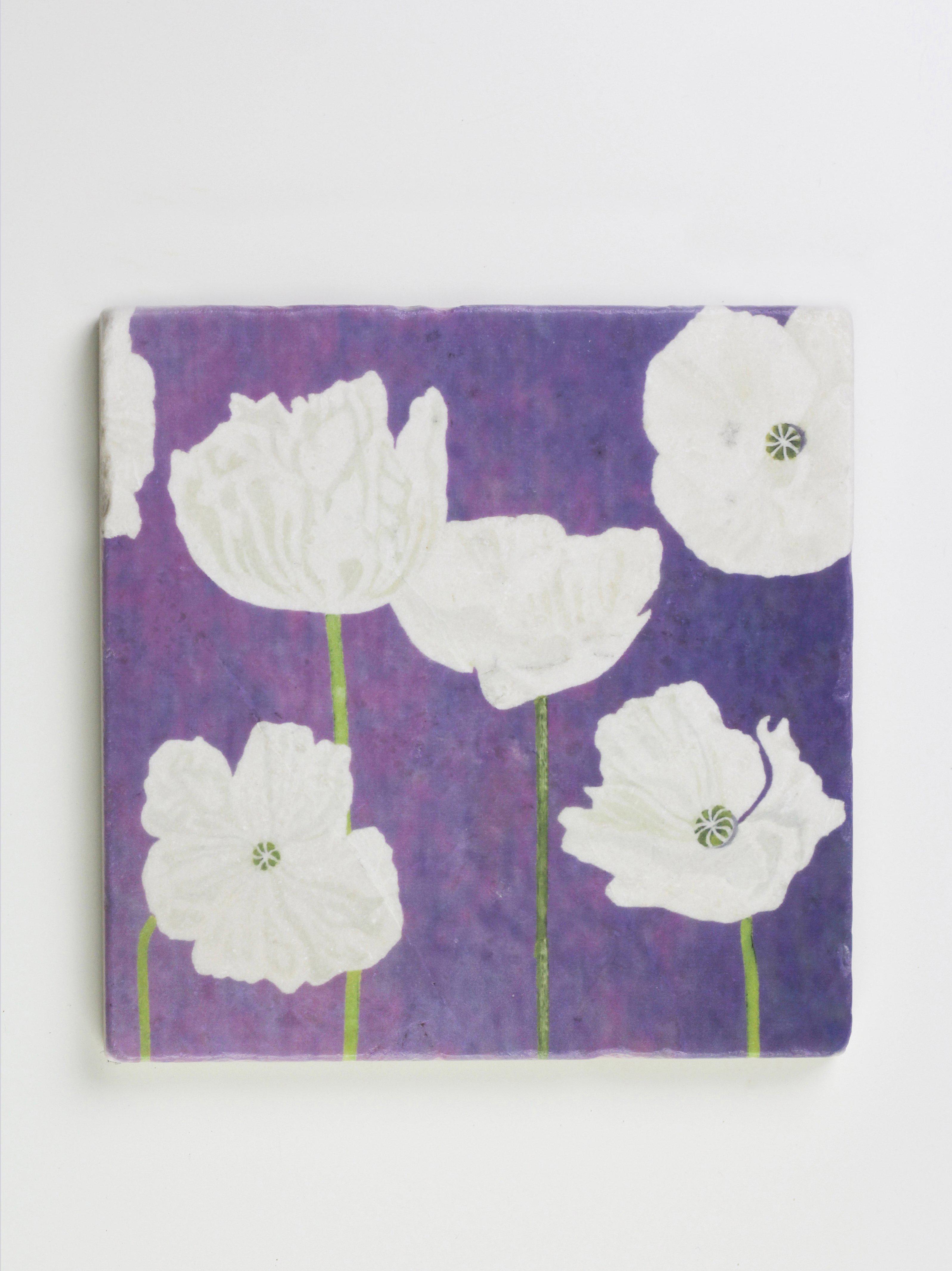 Trivet: White Poppies on Violet-India & Purry