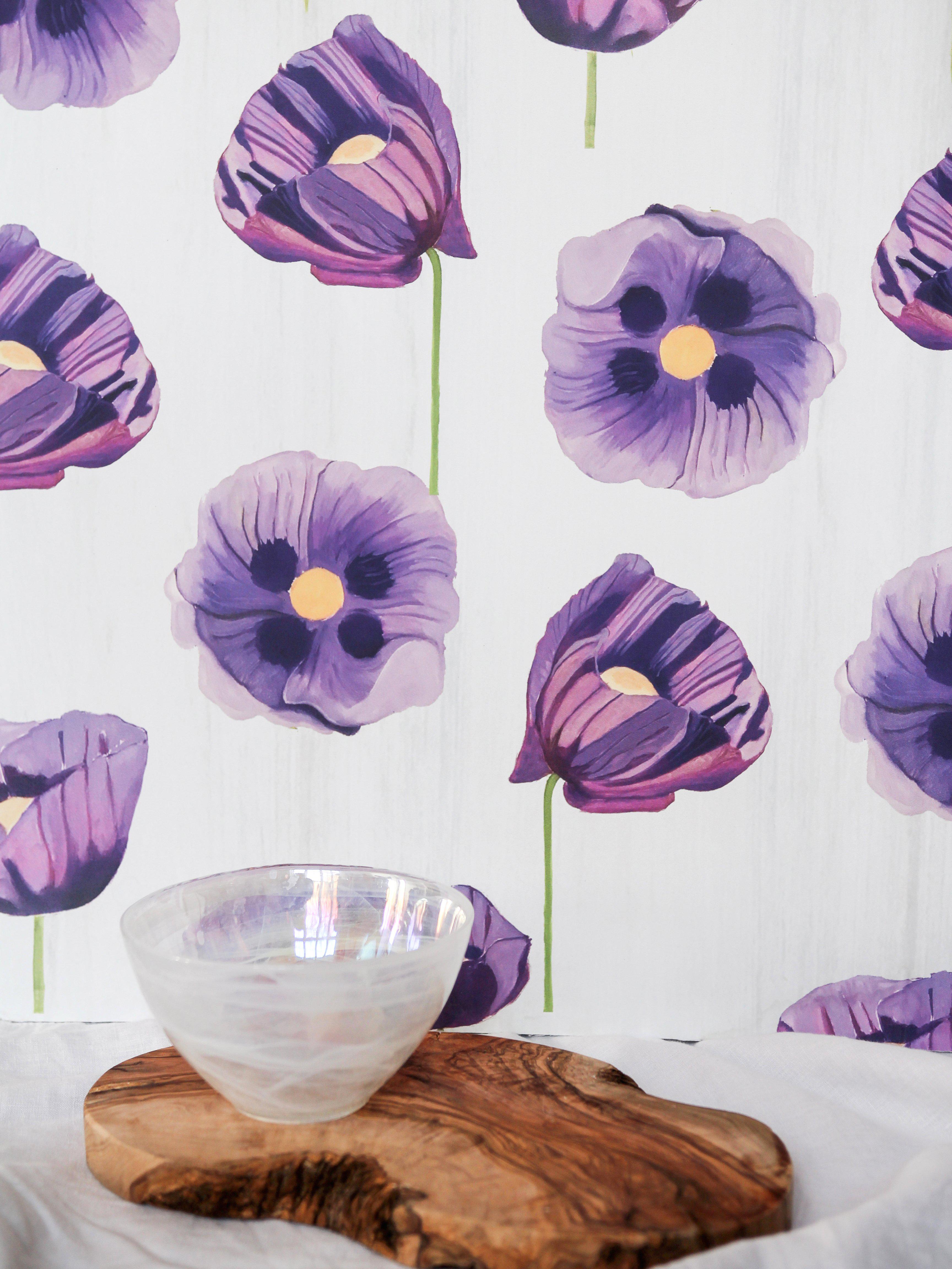 Wallpaper: Purple Poppies on Snow-India & Purry